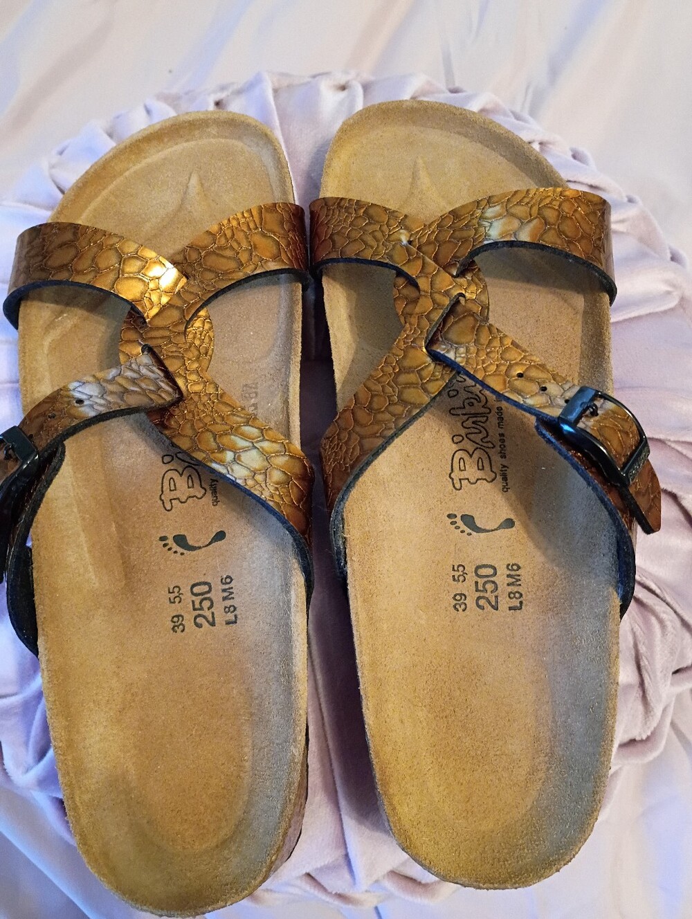 NWOT Birkies by Birkenstock Bronze Leather Sandals